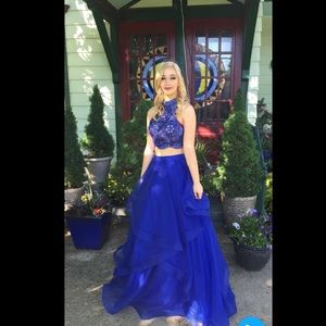 Royal blue two piece prom dress